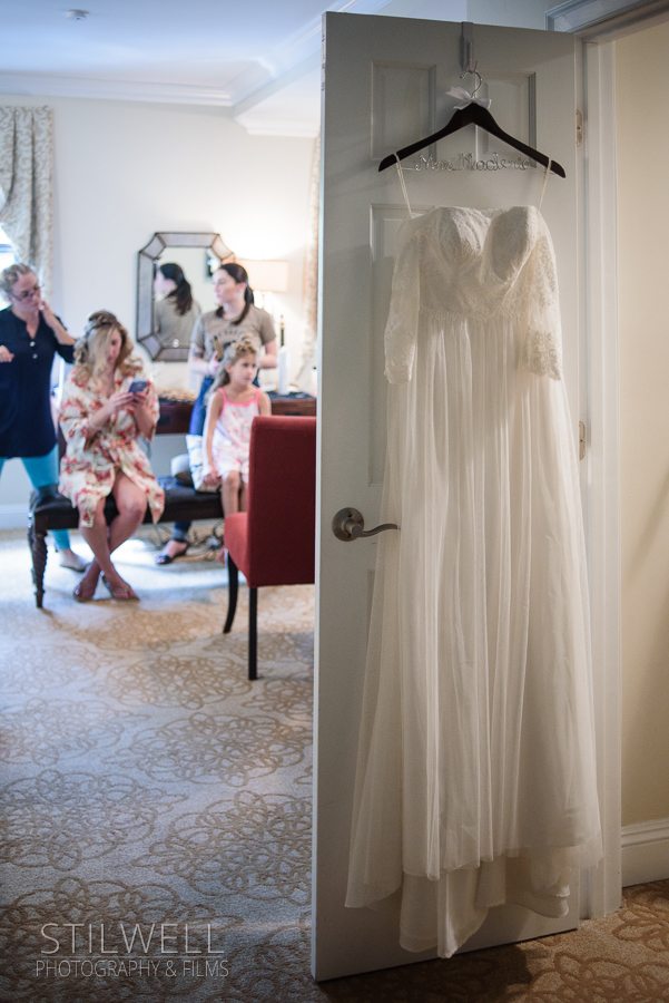Wedding Dress in Room at The Hotel Thayer Alisa Stilwell Photography